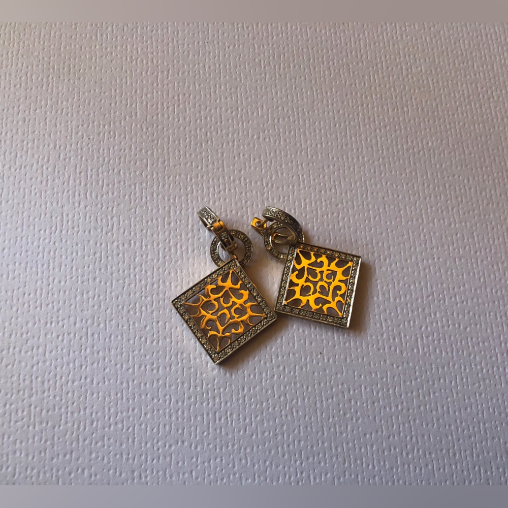 14k White+Yellow Gold and Diamond Earrings